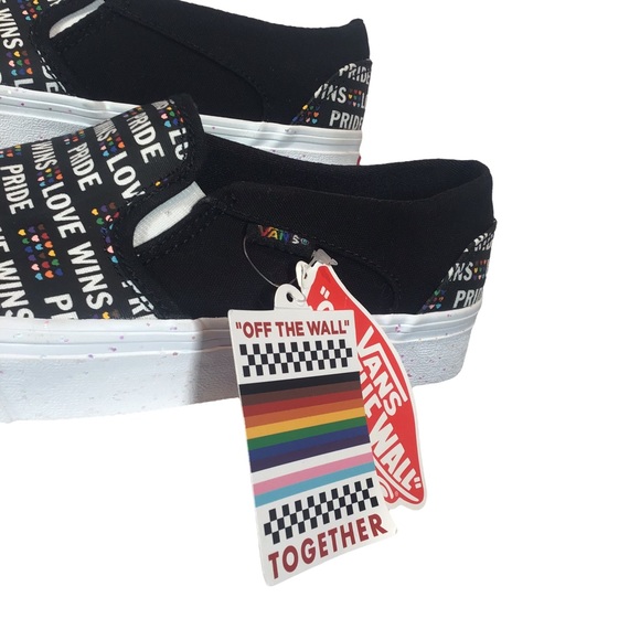Vans Asher Pride Black Glitter Women's Slip-On Shoes Size 8 NWOB - Picture 4 of 6